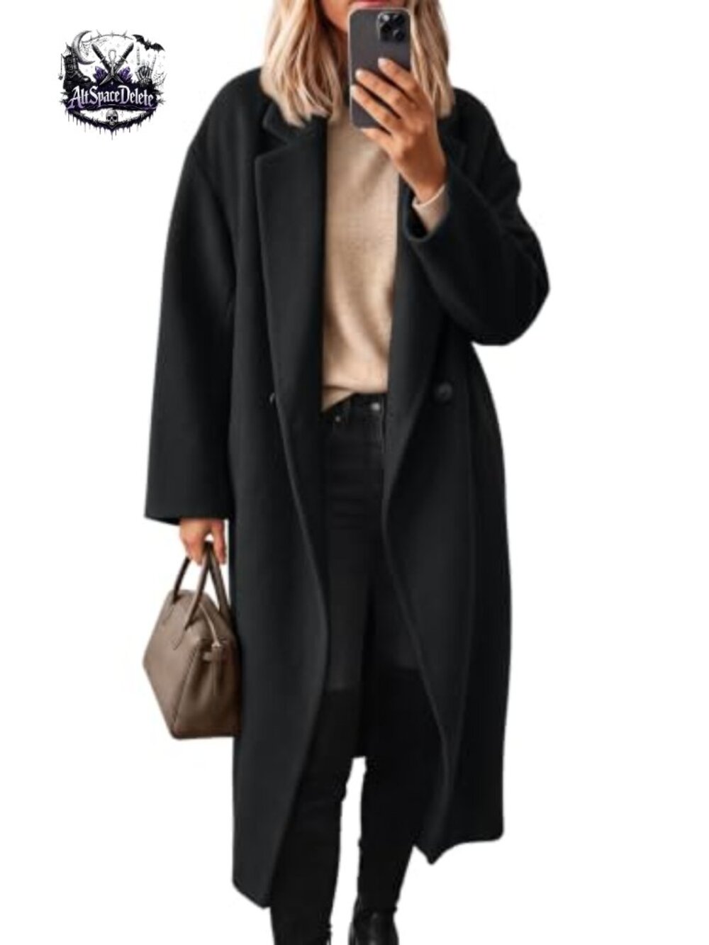 Women's Double Breasted Wool Coat Long Outerwear Trench